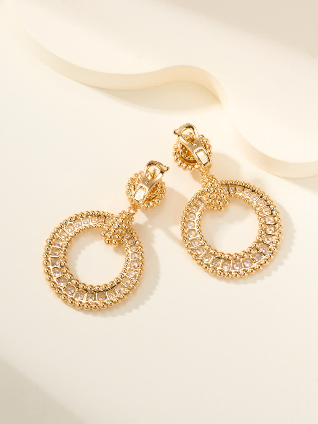 Elegant Gold and Silver Hoop Earrings with Crystal Accents
